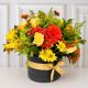 ramo de flores mixtas en colores amarillos con tarjeta personalizada 